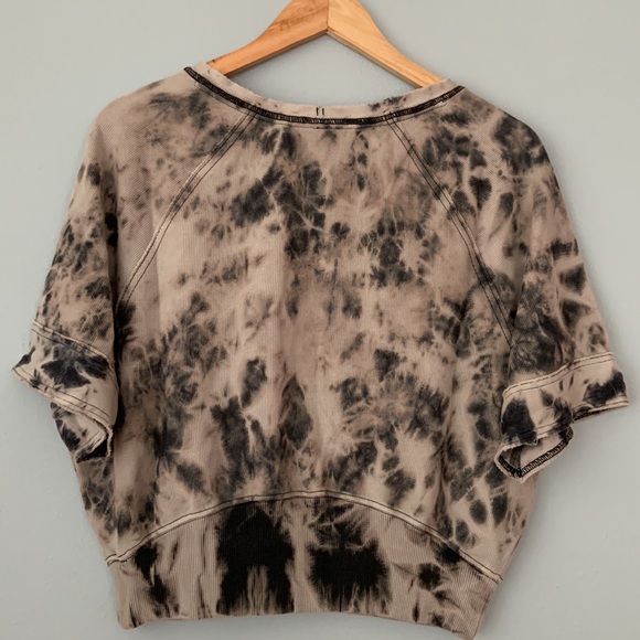 Free People • NWT Main Squeeze Tie Dyed Black Gray Cream Tee Top Size XS - Picture 8 of 11